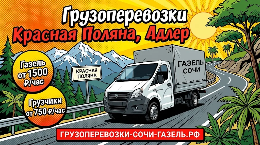 Грузоперевозки на Газели в Красную Поляну, Адлер и Сириус